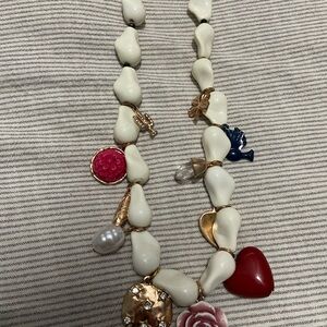 Elegant White and Gold Charm Necklace